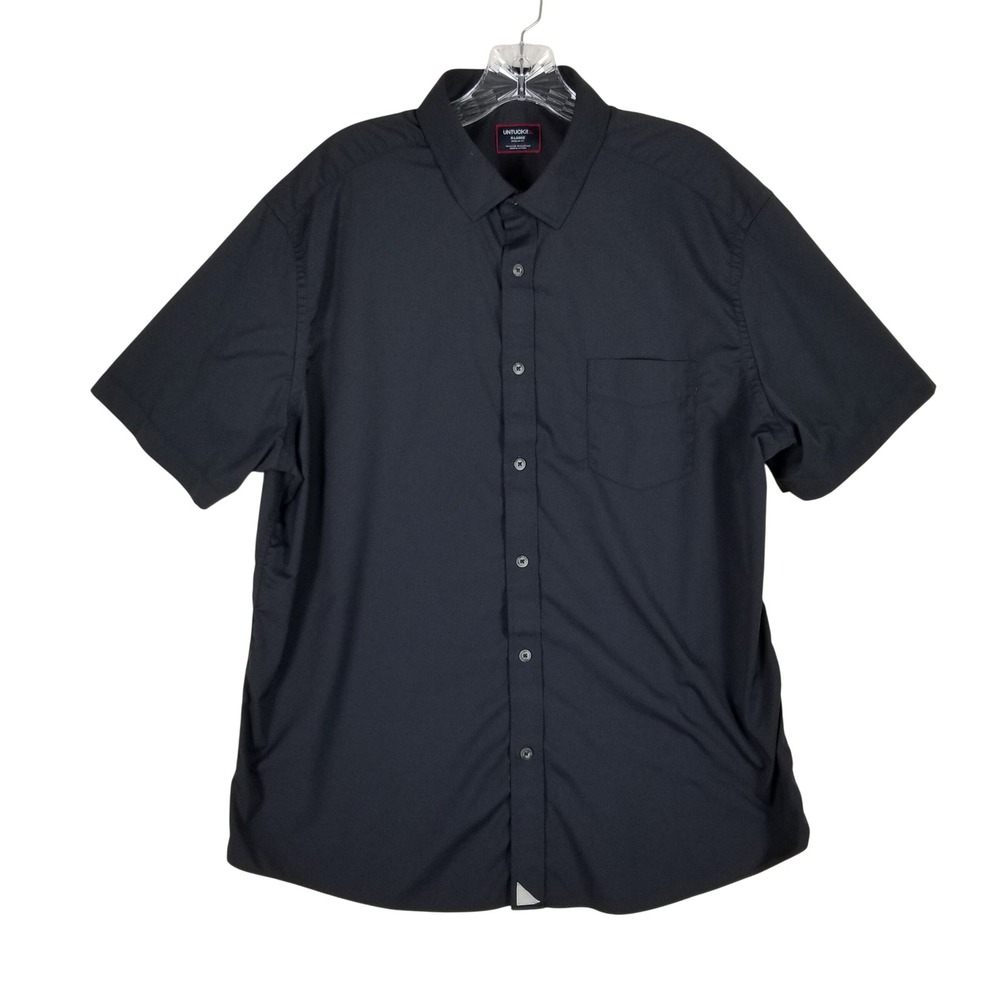 UNTUCKit Gironde SS Button Down Men XL Black Stretch Performance Shirt 41070